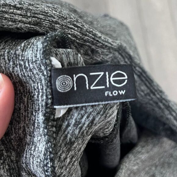 Onzie Women Size L Gray Colorblock High Rise Pullon Ankle Legging Activewear Gym - Picture 3 of 9